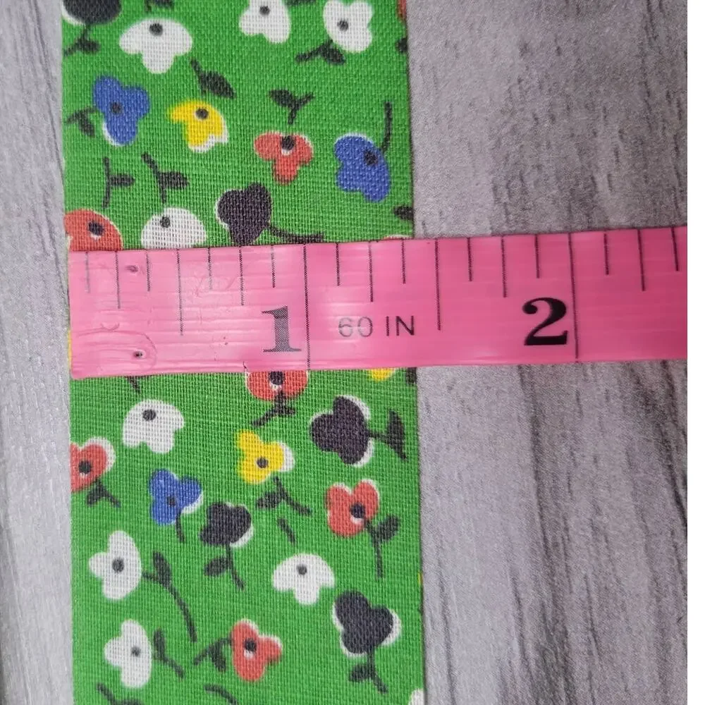 Vintage Calico Green Floral Print Cut Edge Ribbon (3 rolls)